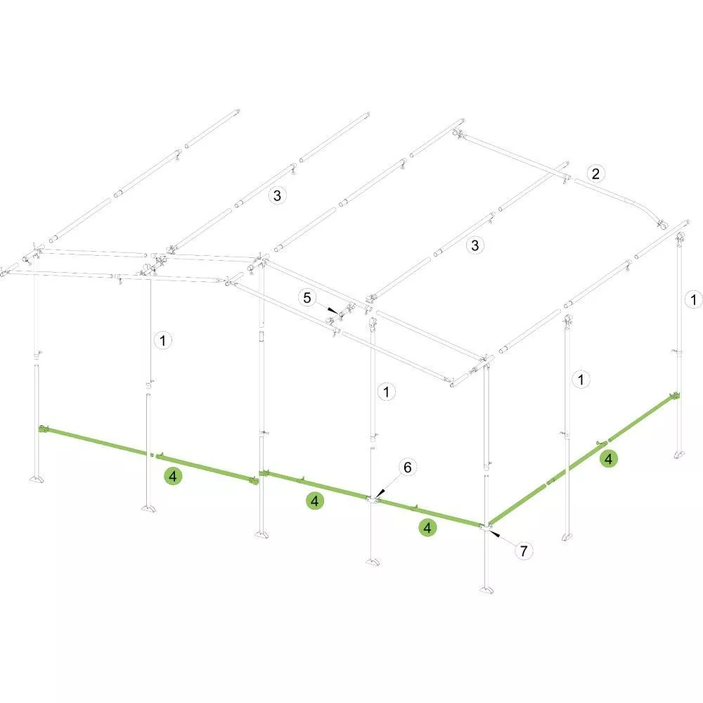 Vorzelt-Verandastange Brand Schellenstab, Alu 25x1 Mm, 215-300 Cm